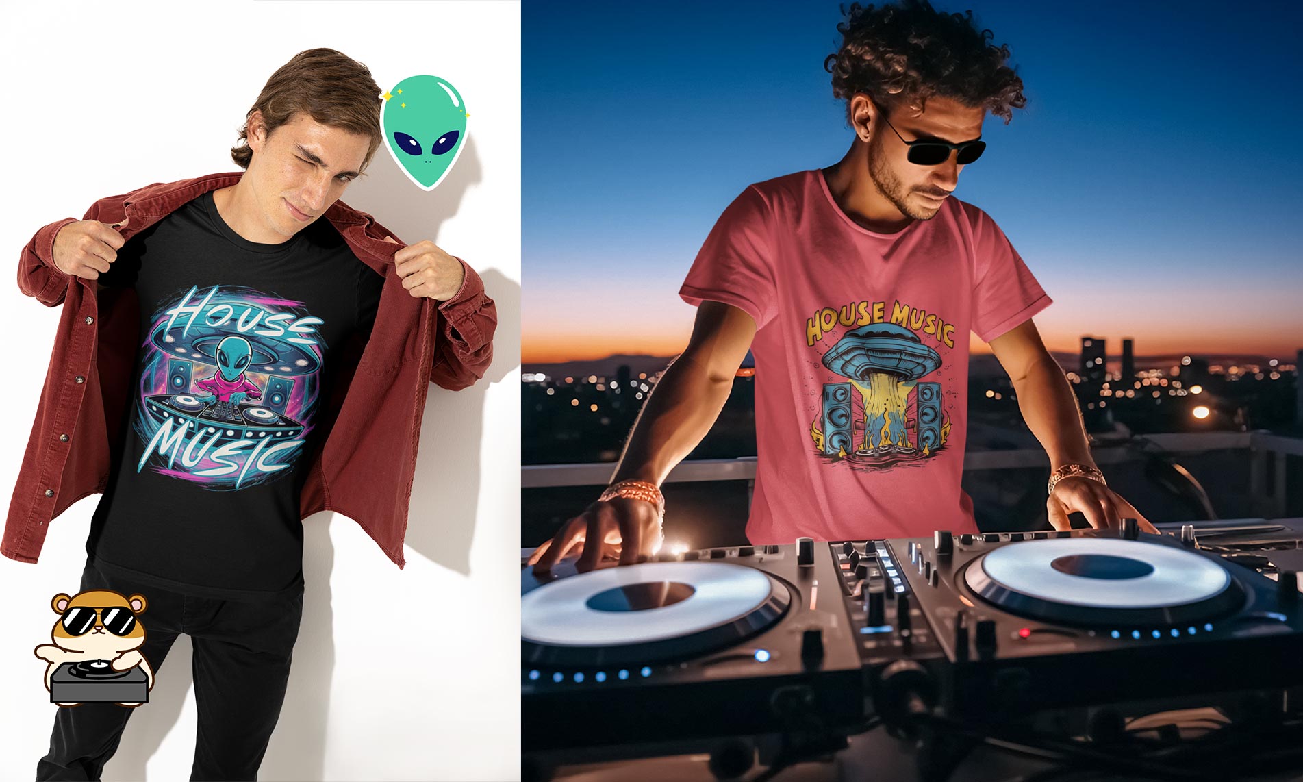 Extraterrestrial House Music, Alien DJ – Graphic Tee (Unisex)