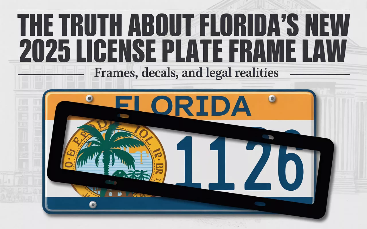 The Truth About Florida's New 2025 License Plate Frame Law: Frames, Decals, and Legal Realities