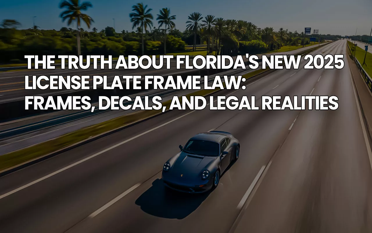 MFG:DREAMS - Porsche Auto Parts, Accessories, & Merch The Truth About Florida's New 2025 License Plate Frame Law: Frames, Decals, and Legal Realities